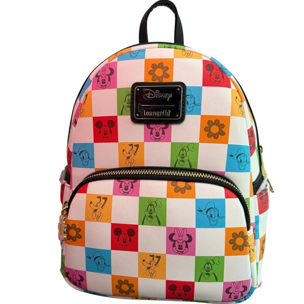 Loungefly Disney Mickey and Friends Checkered Mini Backpack NWT